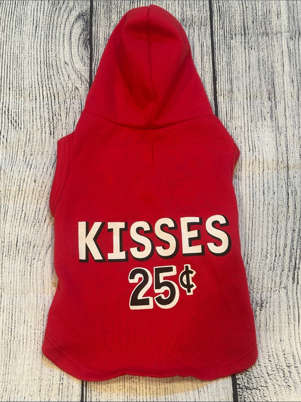 Party Dog Sz Small Red 'KISSES 25¢' Dog Hoodie - Playful Pullover for Pets